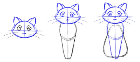 Draw a cat - steps 4 - 6