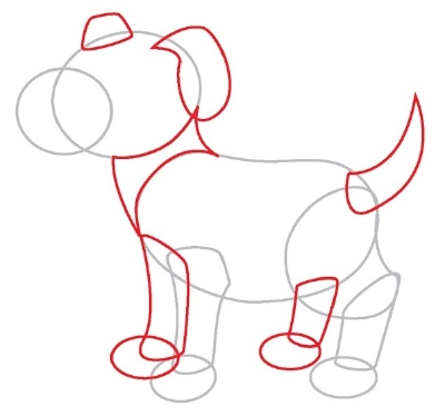 Follow the lines to draw the dog