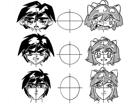 Manga face - 3 types of faces