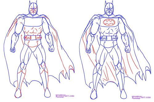 Draw Batman - step 3-4