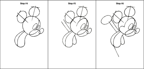 Draw Mickey mouse guide steps 4-6 Draw Mickey mouse guide steps 4-6