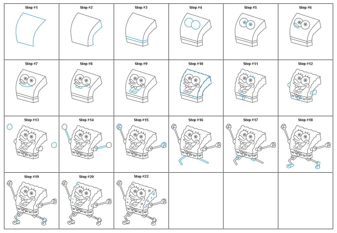 How To Draw Spongebob Cartoon Characters Step By Step Sketch Out The